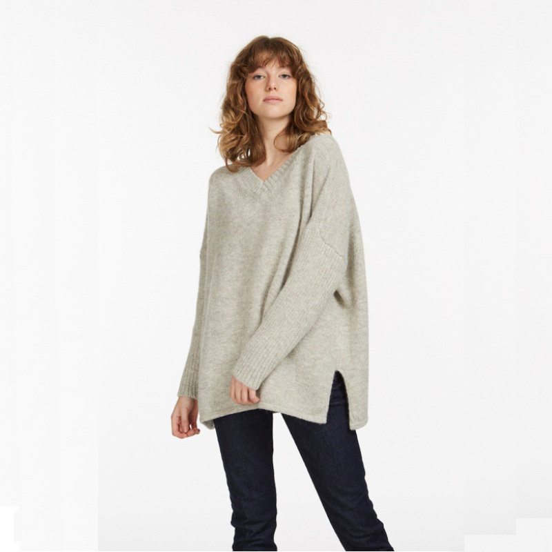 Les Racines du Ciel Saphir Poncho Sweater Light Grey